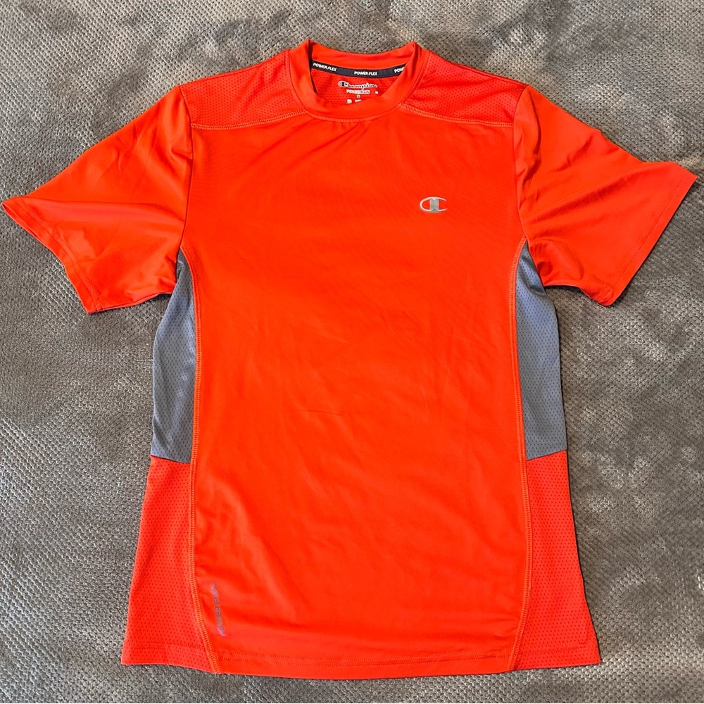 Champion Men's Powertrain Power Flex T-Shirt - Orange/Grey - Size S - Training T